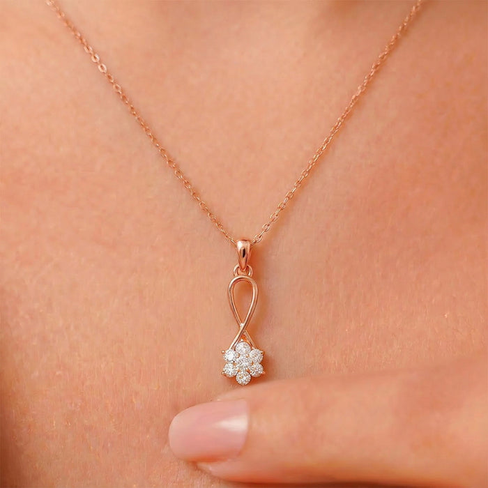 The Love Knot Rose Gold Plated 925 Silver Pendant with Link Chain