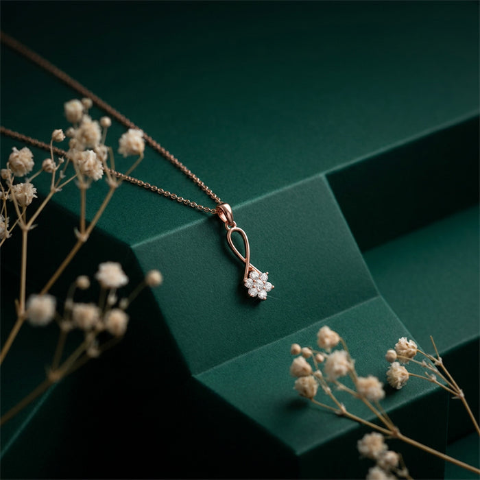 The Love Knot Rose Gold Plated 925 Silver Pendant with Link Chain