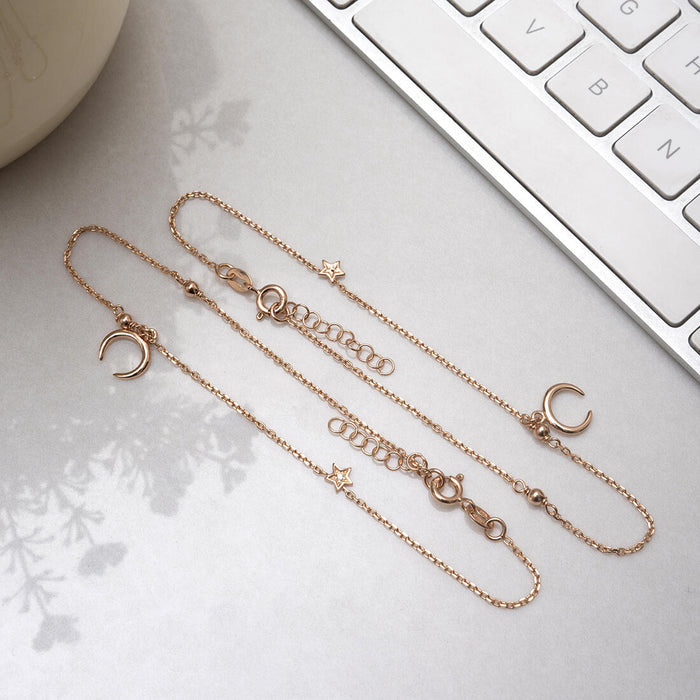 The Moon 925 Sterling Silver Anklet in Rose Gold