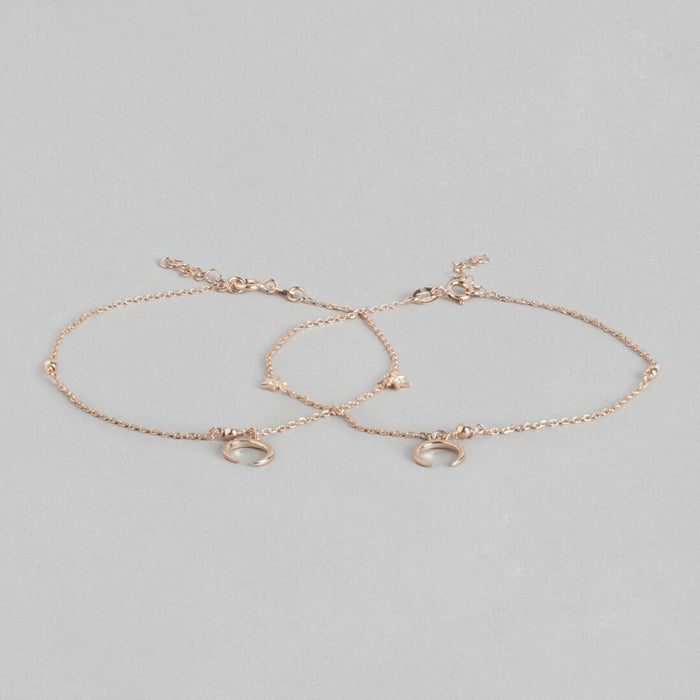 The Moon 925 Sterling Silver Anklet in Rose Gold