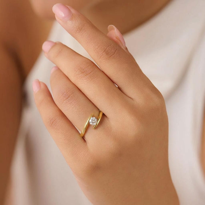 The One I Choose Solitaire Gold Plated Women Ring (Adjustable)