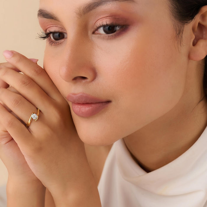 The One I Choose Solitaire Gold Plated Women Ring (Adjustable)