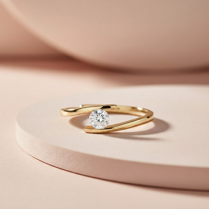 The One I Choose Solitaire Gold Plated Women Ring (Adjustable)