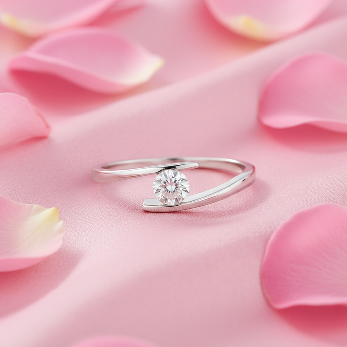 925 Sterling Silver The One I Choose Solitaire Rhodium Plated Ring (Adjustable) for Women – Zavya