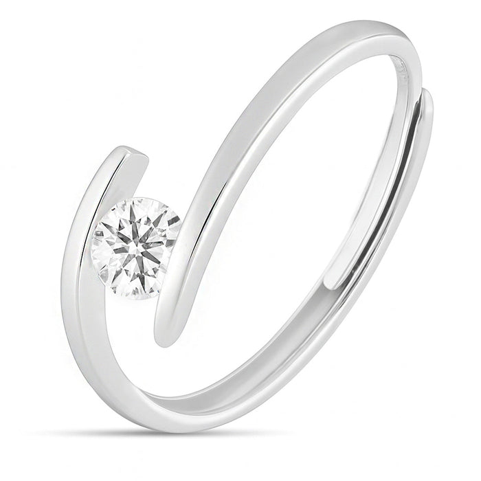 925 Sterling Silver adjustable solitaire ring for women with a single sparkling stone on an open band – Zavya