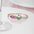 Peacock Silver Bracelet In Rose Gold