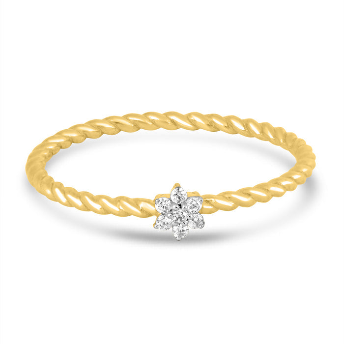 The Petal Twirl Gold Ring with with Lab Grown Diamond