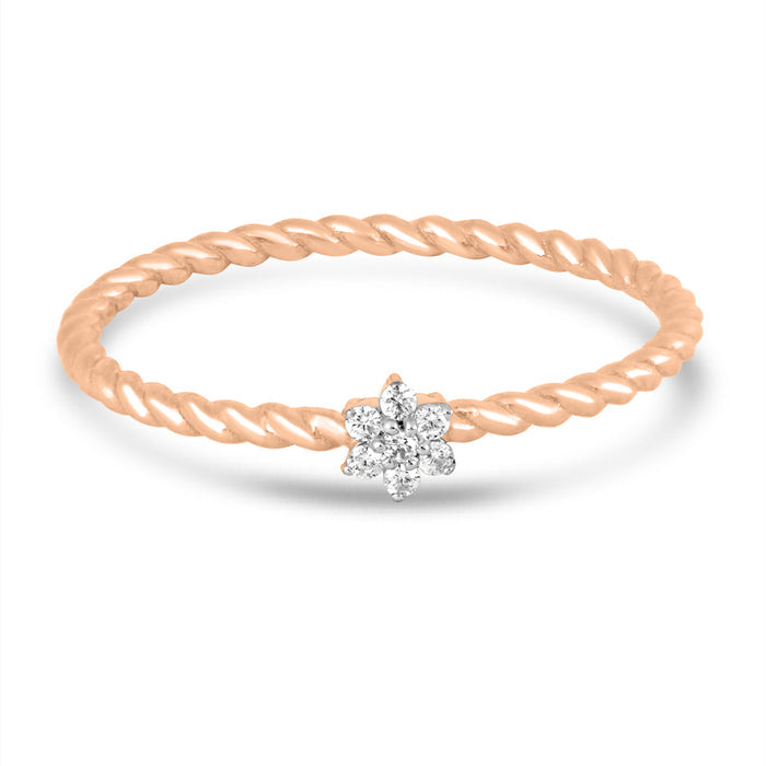 The Petal Twirl Gold Ring with with Lab Grown Diamond