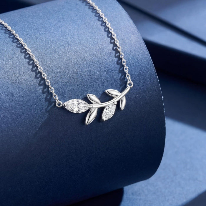 The Radiance Leaf Rhodium Plated 925 Silver Necklace