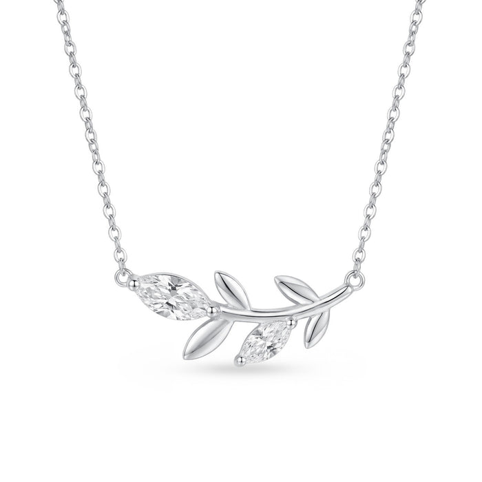The Radiance Leaf Rhodium Plated 925 Silver Necklace