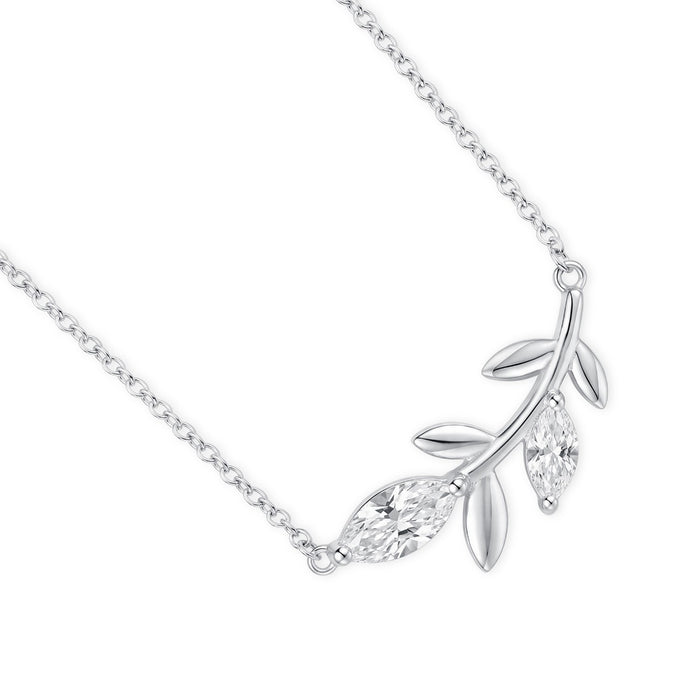 The Radiance Leaf Rhodium Plated 925 Silver Necklace