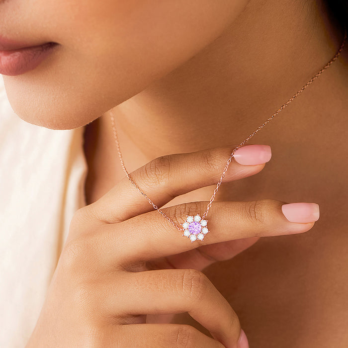 The Sea Flower Silver Rose Gold Plated Necklace