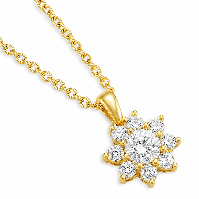 The Sun Kissed Marigold Gold Plated 925 Silver Pendant with Link Chain