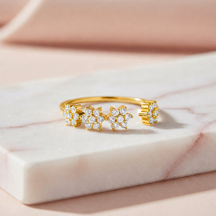 The Sweetest Garden Gold Plated 925 Silver Womens Adjustable Women Ring (Zavya Signature)