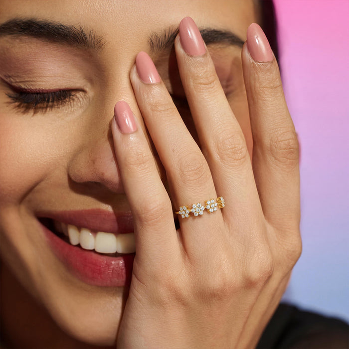 The Sweetest Garden Gold Plated 925 Silver Womens Adjustable Women Ring (Zavya Signature)