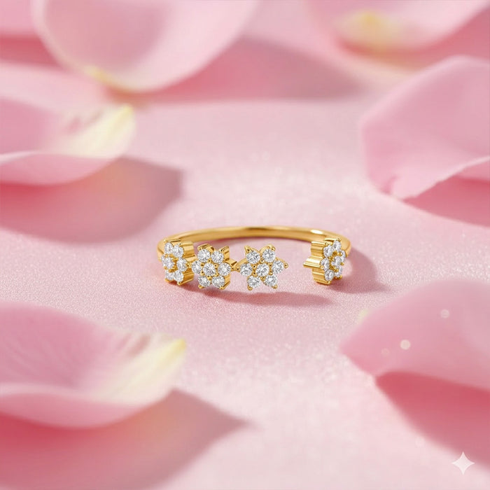 The Sweetest Garden Gold Plated 925 Silver Womens Adjustable Women Ring (Zavya Signature)