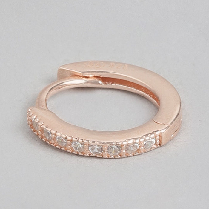 Rose gold studded hoop earrings for women in 925 Sterling Silver. Everyday jewelry – Zavya