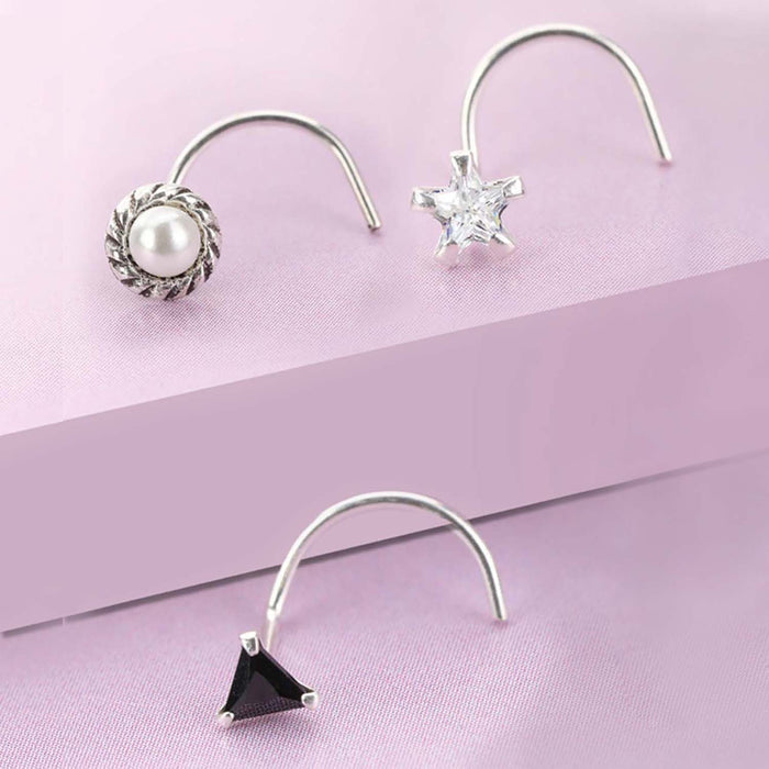 The Wonder Trio 925 Silver Nose Pin Set