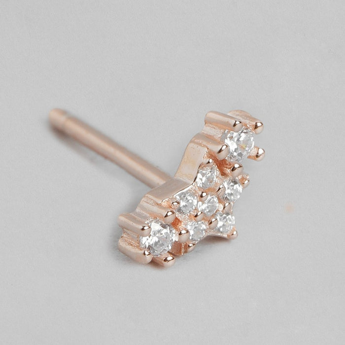 Three Star CZ Rose Gold Plated 925 Sterling Silver Earrings