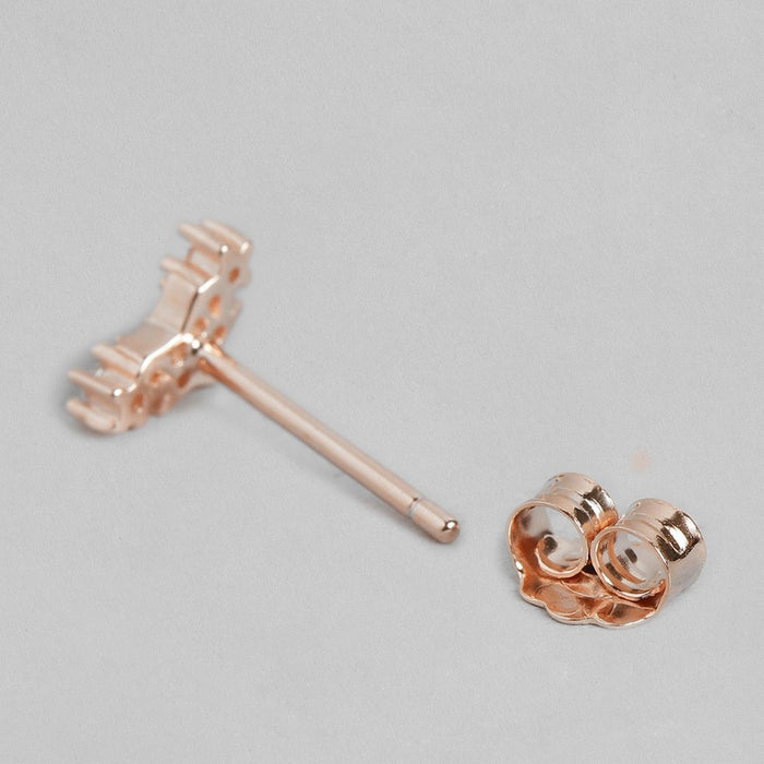 Three Star CZ Rose Gold Plated 925 Sterling Silver Earrings