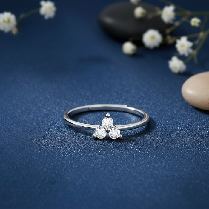 Three Wishes Silver Rhodium Plated Ring (Adjustable)