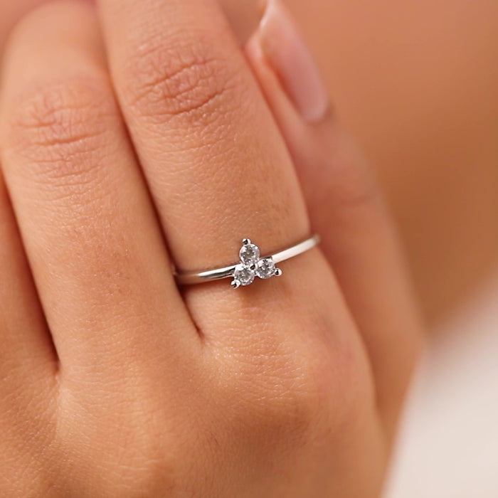 Three Wishes Silver Rhodium Plated Ring (Adjustable)