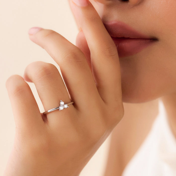 Three Wishes Silver Rhodium Plated Ring (Adjustable)