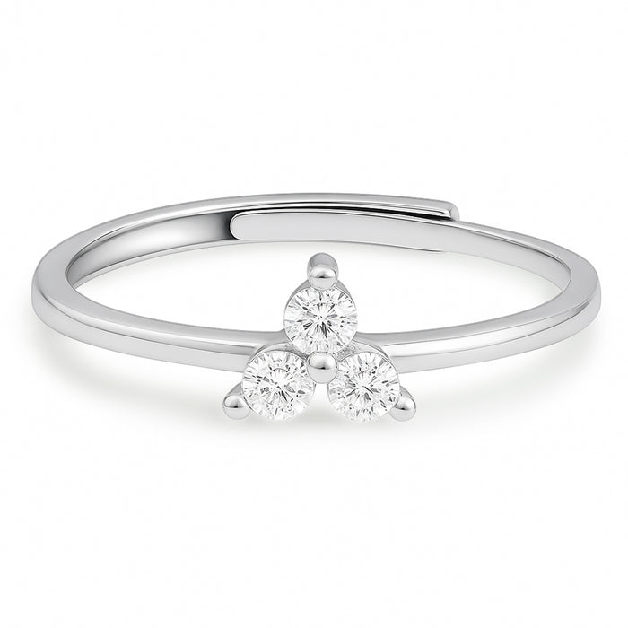 Three Wishes Silver Rhodium Plated Ring (Adjustable)