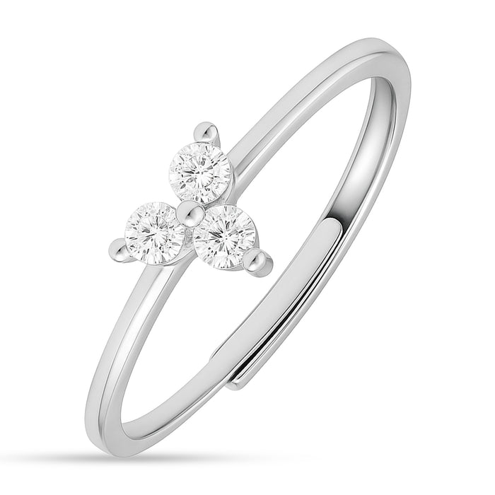 Three Wishes Silver Rhodium Plated Ring (Adjustable)