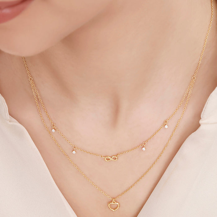 Tiered Heart Gold Plated 925 Sterling Silver Necklace