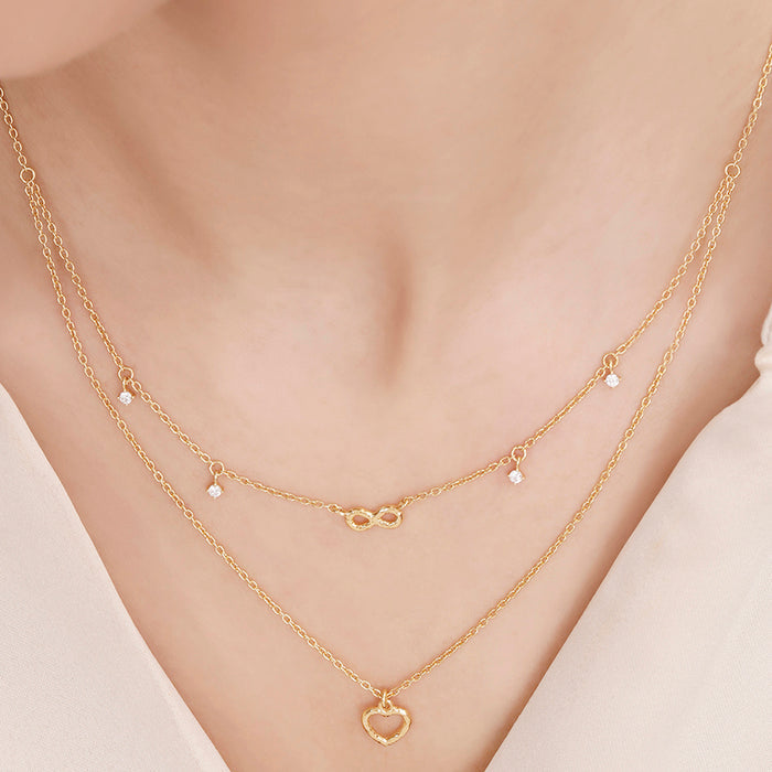 Tiered Heart Gold Plated 925 Sterling Silver Necklace