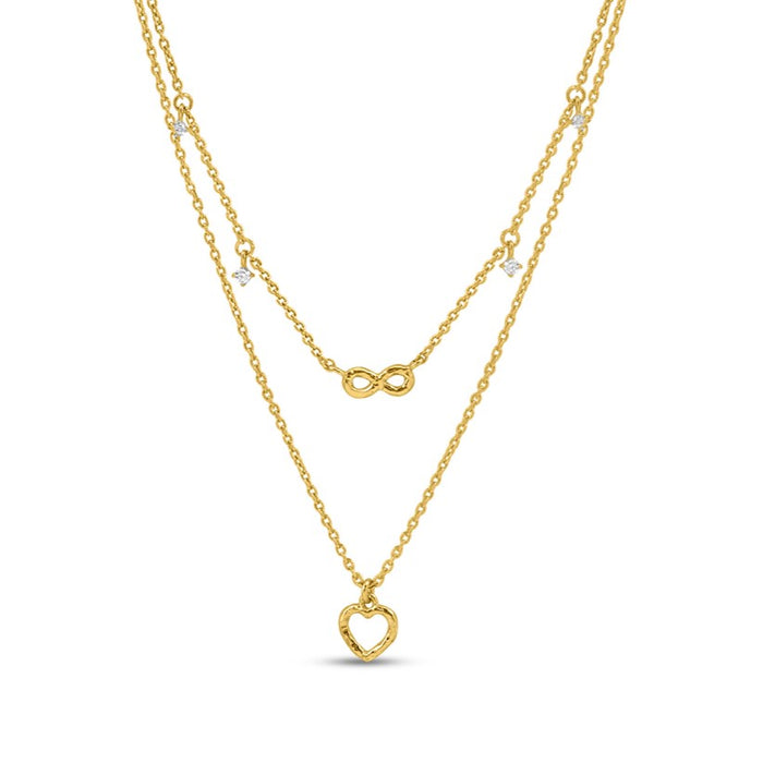 Tiered Heart Gold Plated 925 Sterling Silver Necklace