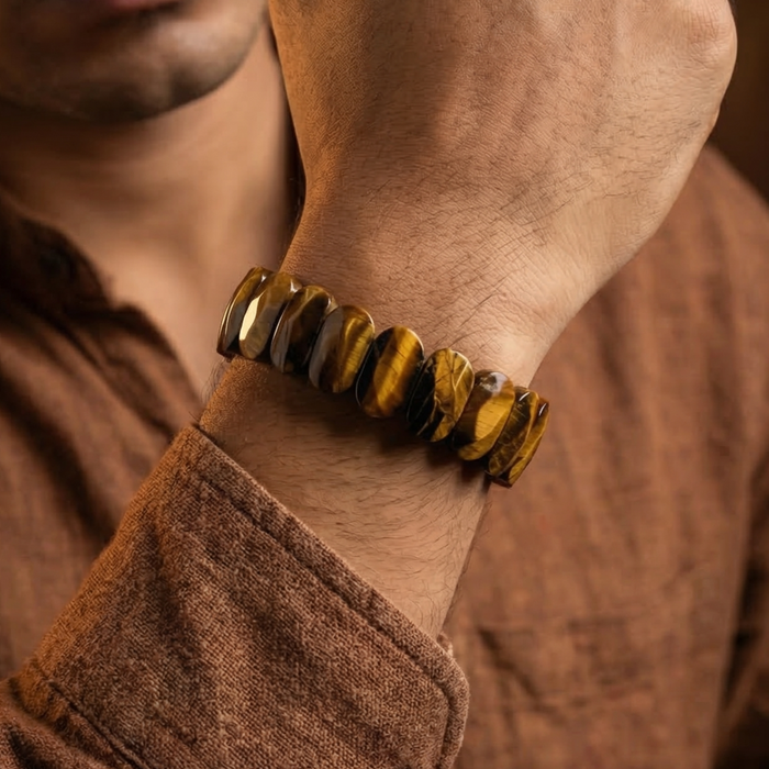 Tiger Eye Flat Beaded Bracelet - view 2