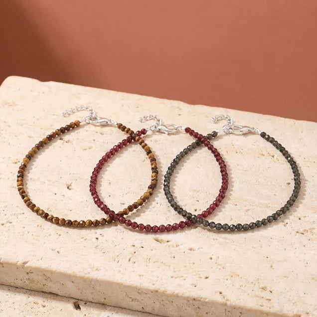 Tiger Eye Garnet, Red Garnet and Black Tourmaline Anklet Combo for Protection