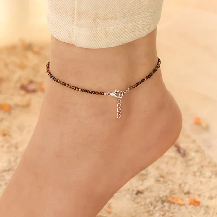 Tiger Eye Garnet, Red Garnet and Black Tourmaline Anklet Combo for Protection - view 2