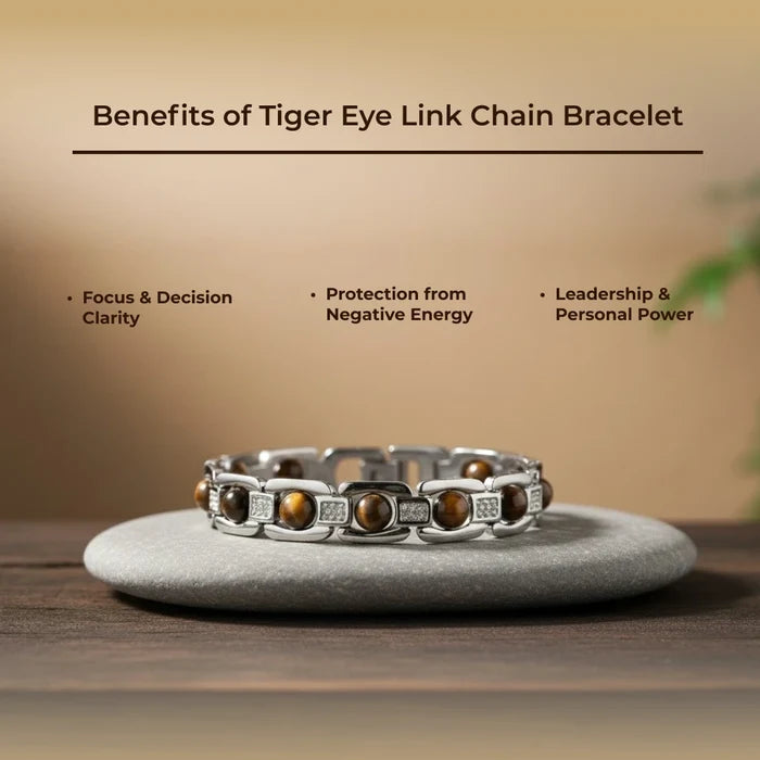 Tiger Eye Link Chain Bracelet - view 3