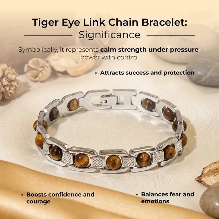 Tiger Eye Link Chain Bracelet - view 4