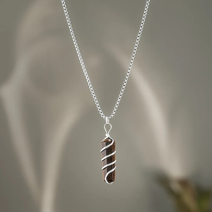 Tiger Eye Stone Locket with Chain