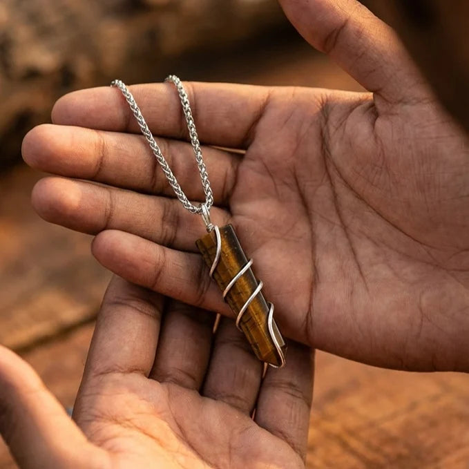 Tiger Eye Stone Locket with Chain
