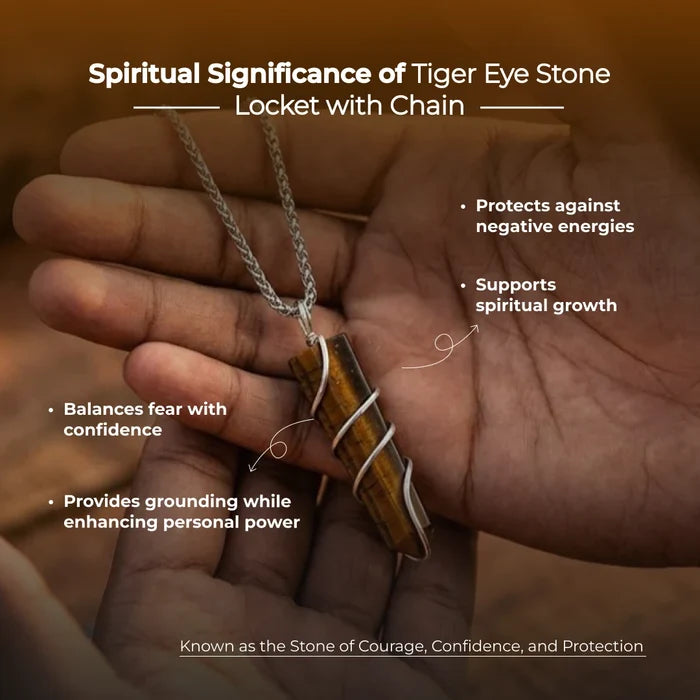 Tiger Eye Stone Locket with Chain - view 3