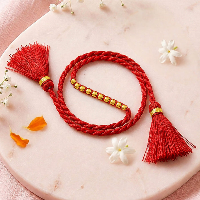 Timeless Beads Gold-Plated Sterling Silver Thread Rakhi For Him