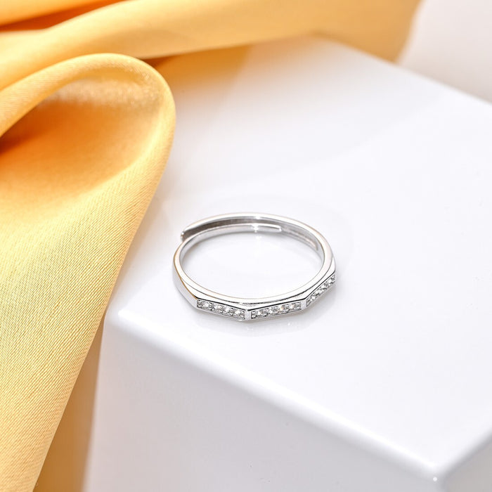 Timeless Beauty 925 Sterling Silver Rhodium-Plated Ring adorned with Cubic Zirconia (Adjustable)