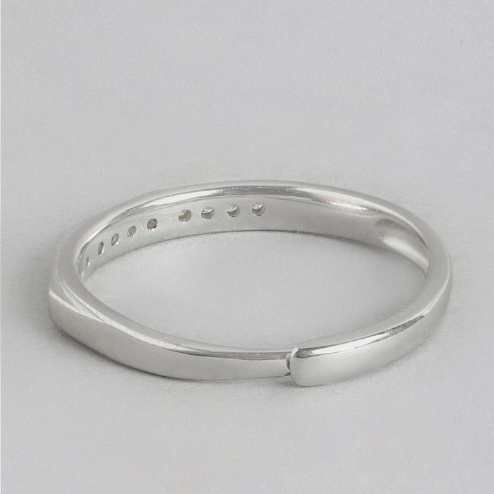 Timeless Beauty 925 Sterling Silver Rhodium-Plated Ring adorned with Cubic Zirconia (Adjustable)
