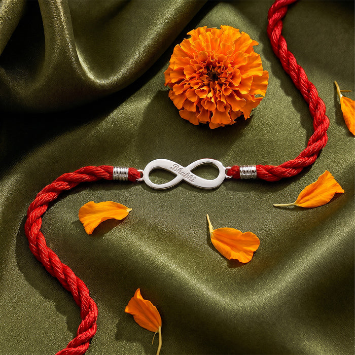 Timeless Bhabhi Rhodium-Plated Sterling Silver Thread Rakhi For Her