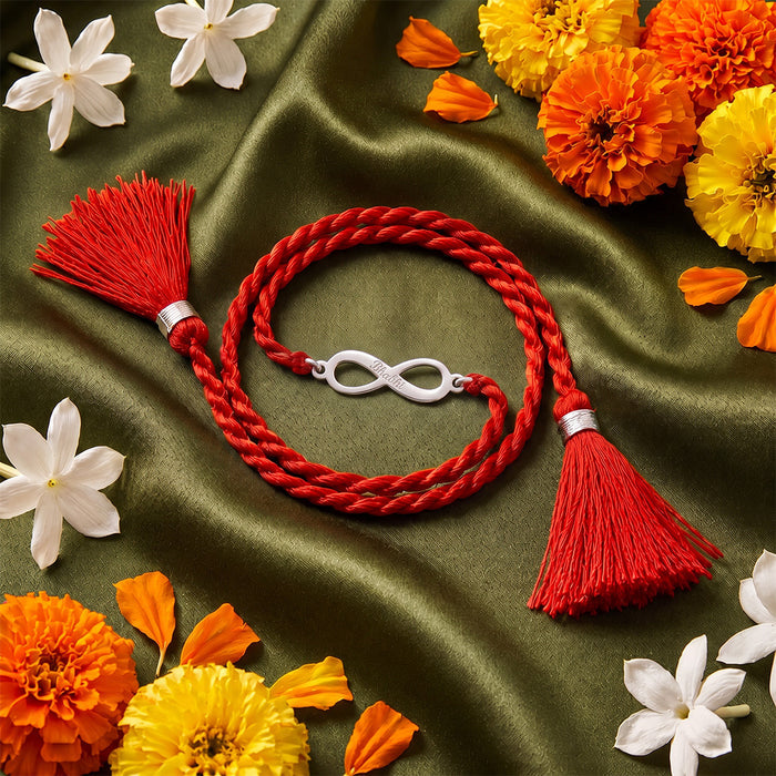 Timeless Bhabhi Rhodium-Plated Sterling Silver Thread Rakhi For Her