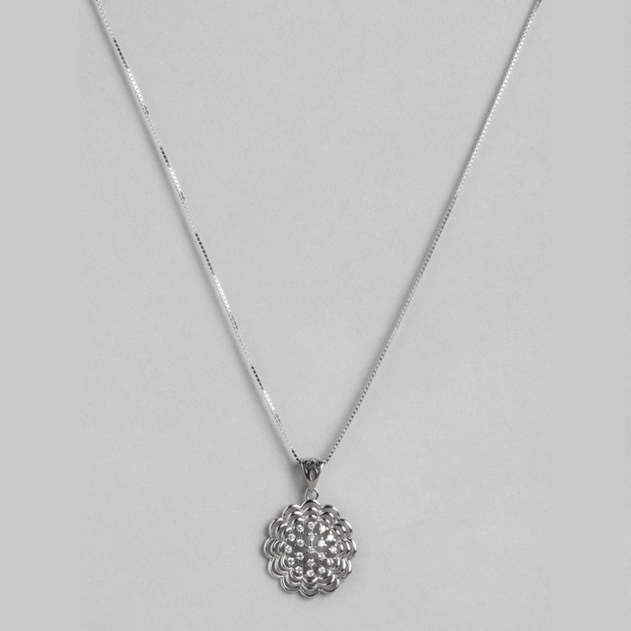 Timeless Elegance 925 Sterling Silver Rhodium Plated Pendant with Chain