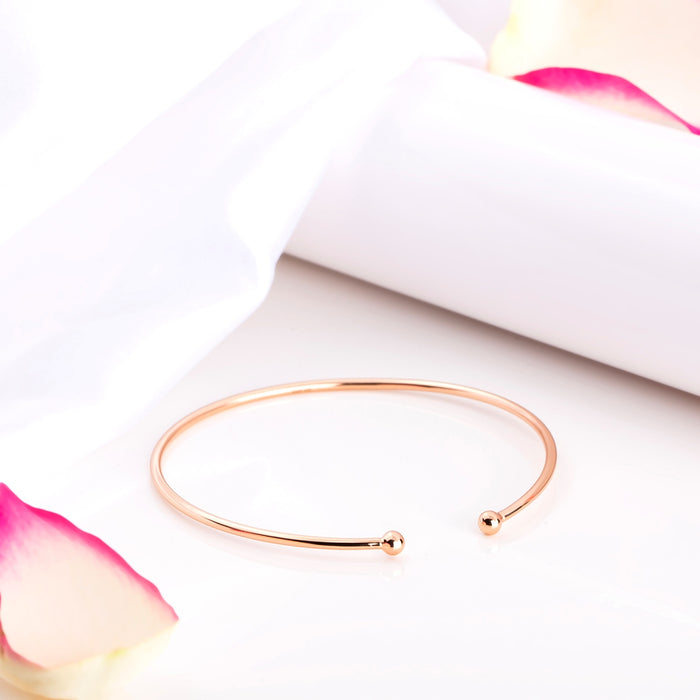 Timeless Elegance 925 Sterling Silver Rose Gold-Plated Plain Bracelet