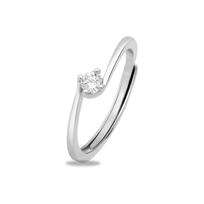 Timeless Elegance Rhodium Plated 925 Silver Solitaire Womens Ring (Adjustable)