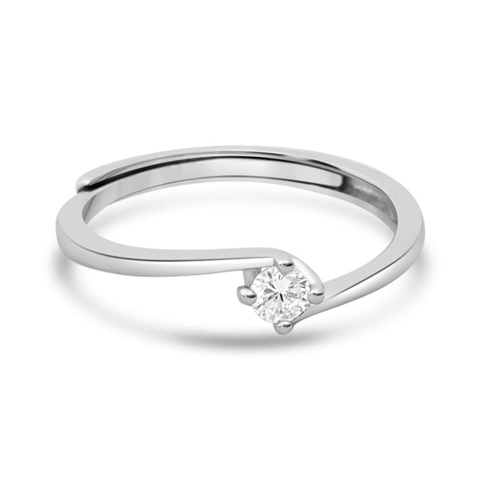 Timeless Elegance Rhodium Plated 925 Silver Solitaire Womens Ring (Adjustable)