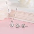 Timeless Floral Rhodium-Plated Brilliance 925 Sterling Silver Jewelry Set